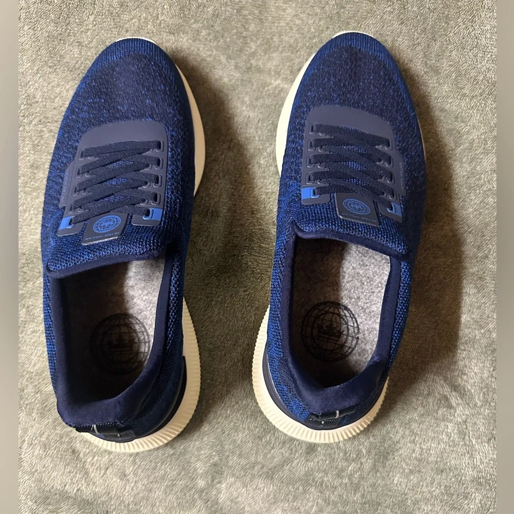 Peter Millar Navy Knit Slip-On Athletic Sneaker with Cream Sole